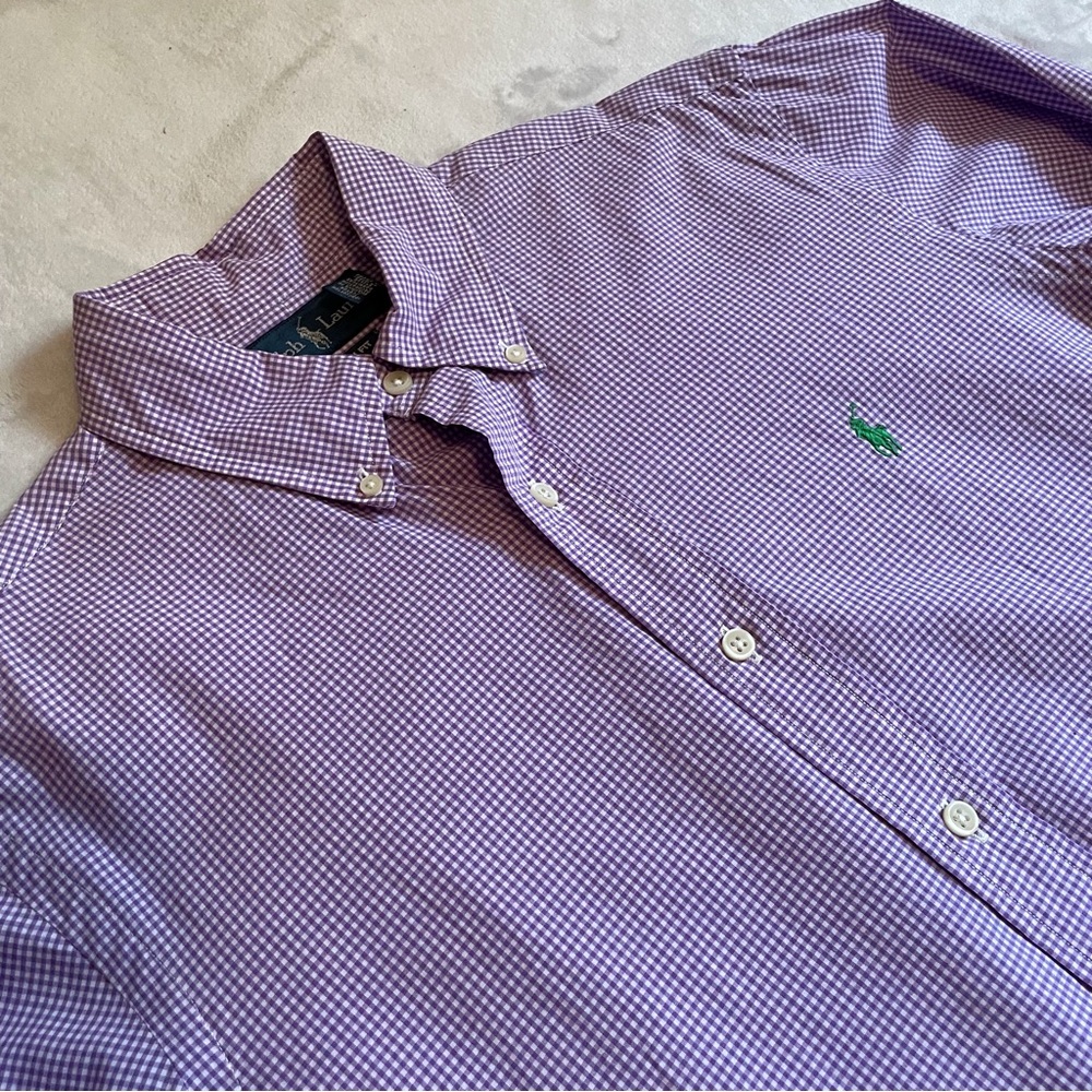 Ralph Lauren Shirt Men Sz S Big Oxford Colth Plaid Dress Casual 100% Cotton